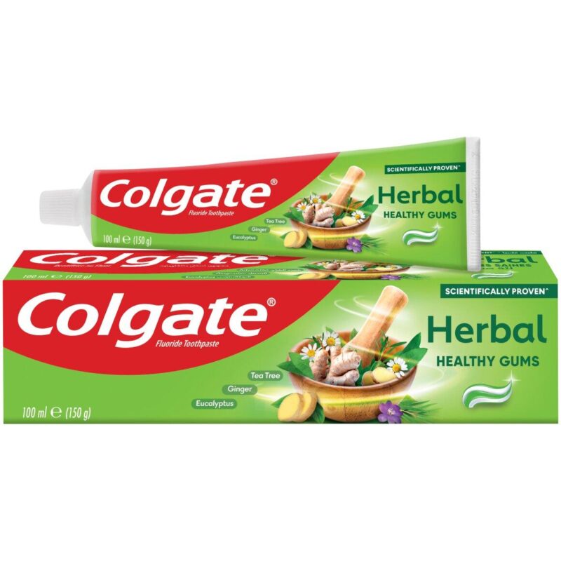 خمیر دندان گیاهی کلگیت دو رنگ ۱۰۰ میلی‌لیتر Colgate Herbal Fluoride Toothpaste healthy gums