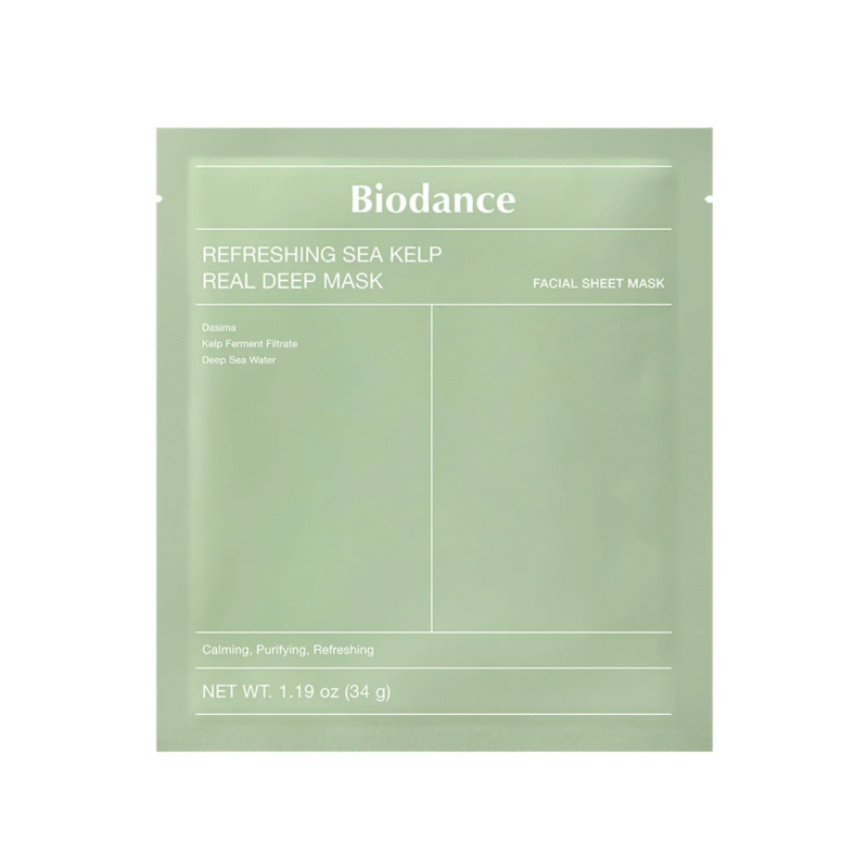 ماسک هیدروژل خنک‌کننده و تسکین‌دهنده جلبک دریایی بایودنس | BIODANCE Refreshing Sea Kelp Real Deep Mask